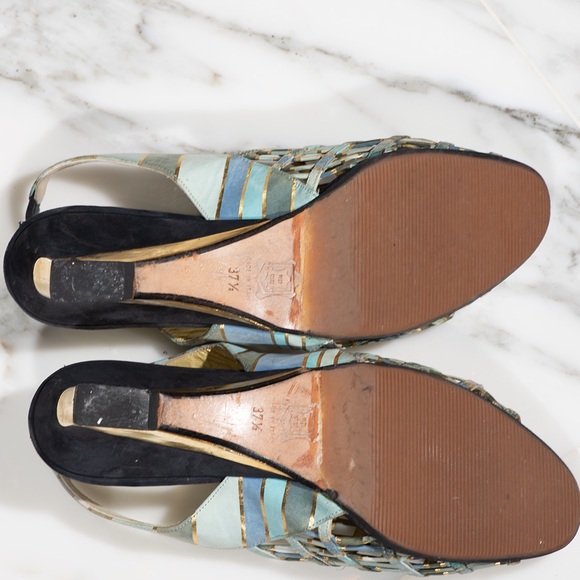 Vintage French Heyraud Summer Wedges Made in Italy - Picture 6 of 9